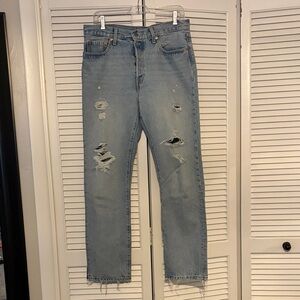 Levi's 501 Classic Light Blue Distressed Women Jeans 29x30
